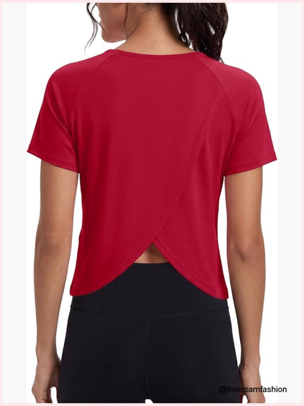 Short Sleeve Workout Crop Tee Open Back Athletic Shirt Gym Yoga Top